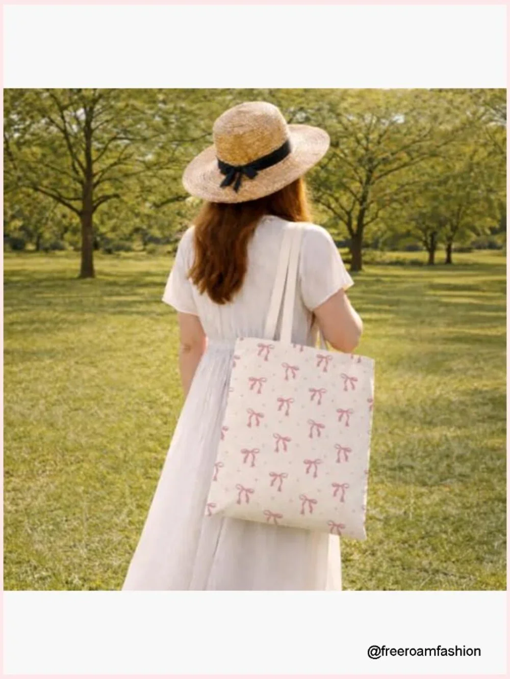 Canvas Tote Bag with Ribbon Bow, Lightweight Shoulder Bag for Shopping Travel
